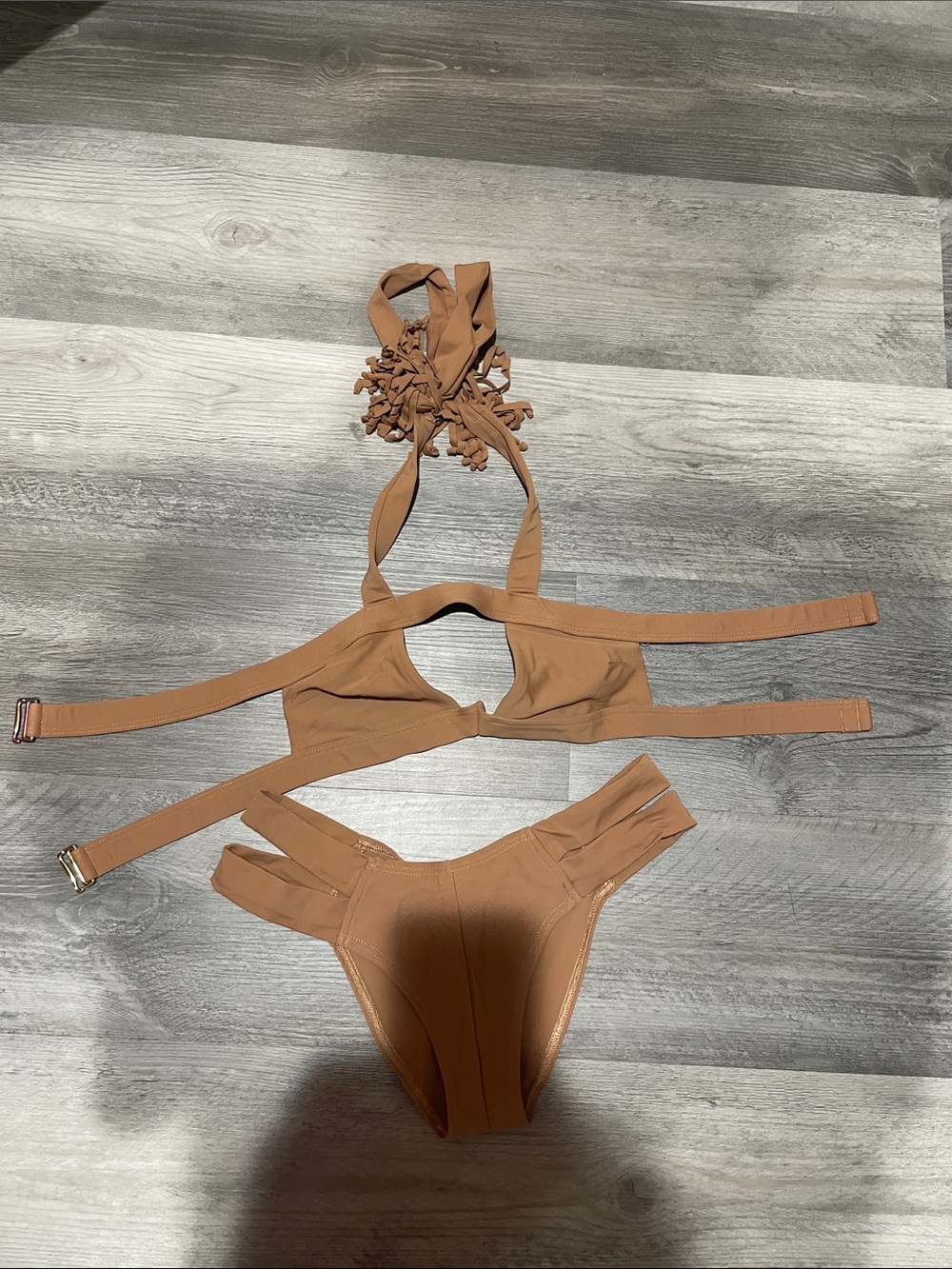 Montce Tan Halter Cutout Bikini Set